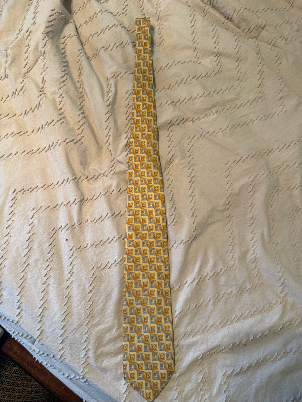Ermenegildo Zegna Yellow Geometric Silk Tie